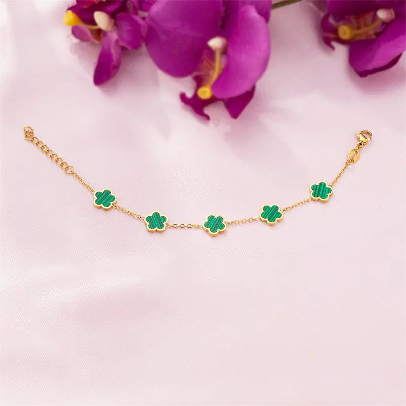 Ladies Clover Charm Flower Bracelets