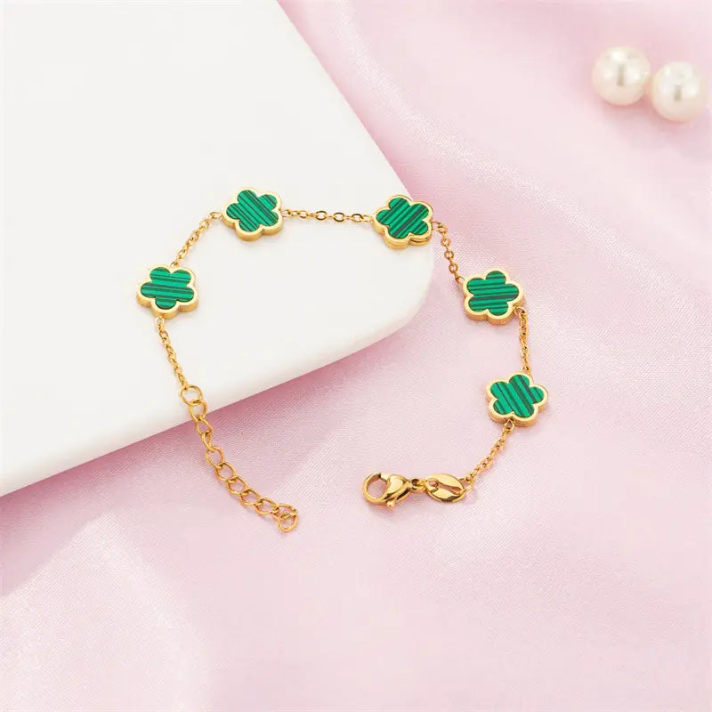 Ladies Clover Charm Flower Bracelets